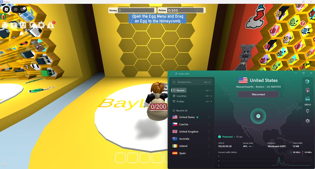 Playing Roblox with Proton VPN