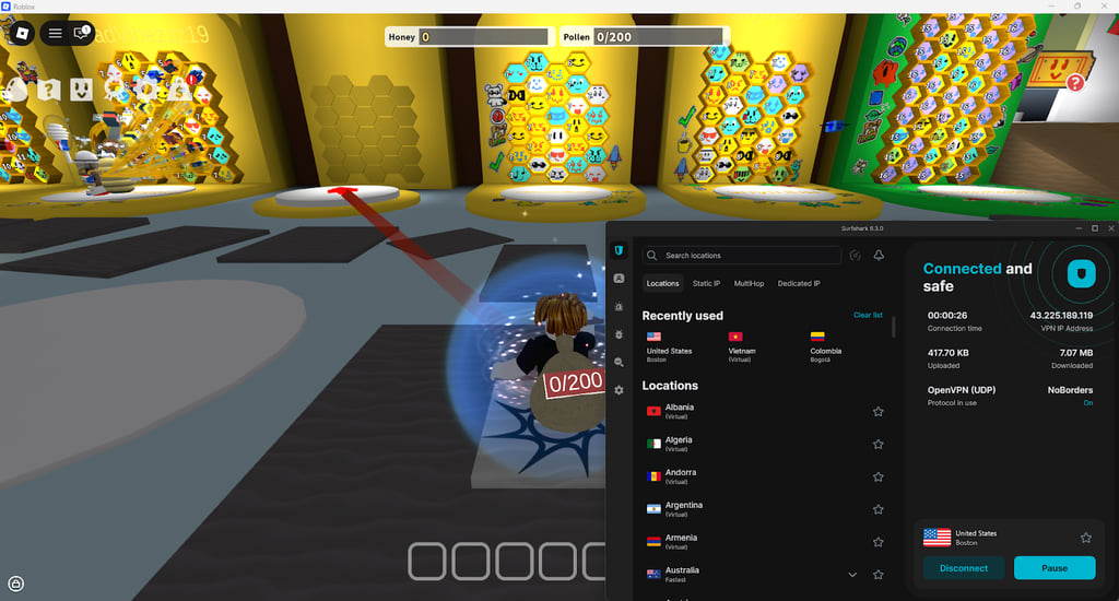 Playing Roblox with Surfshark