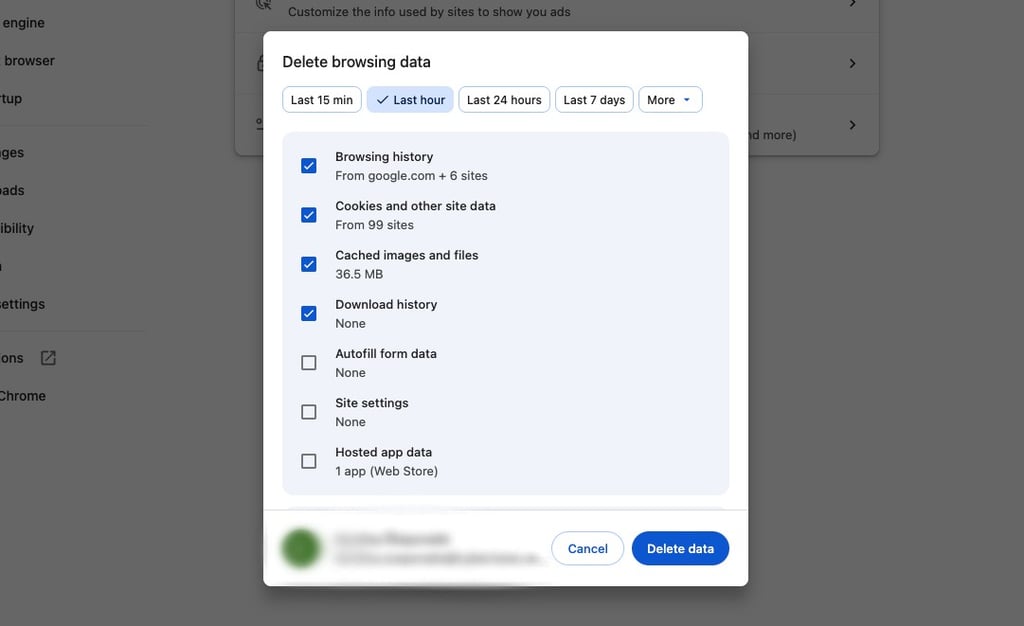 Clear the browser's cache