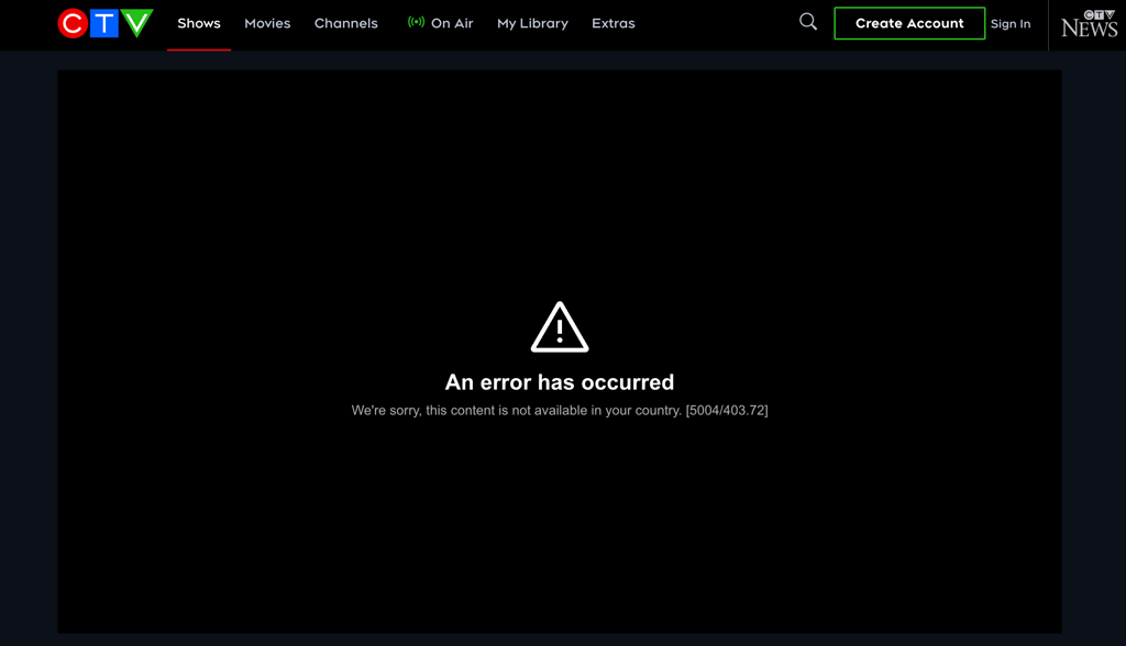 CTV is not available in your country
