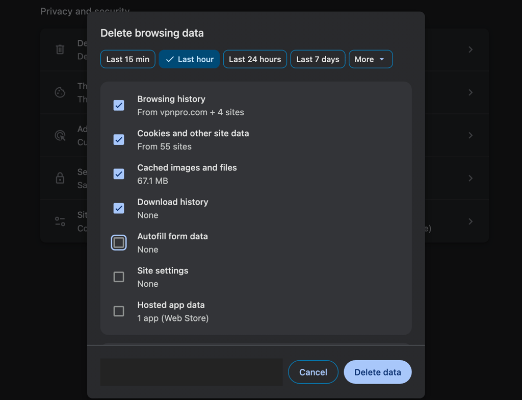 Clear browser's cache and cookies