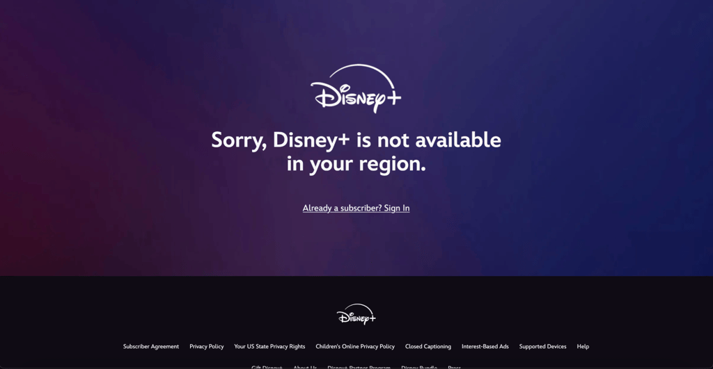 Disney+ error message while streaming in Uganda