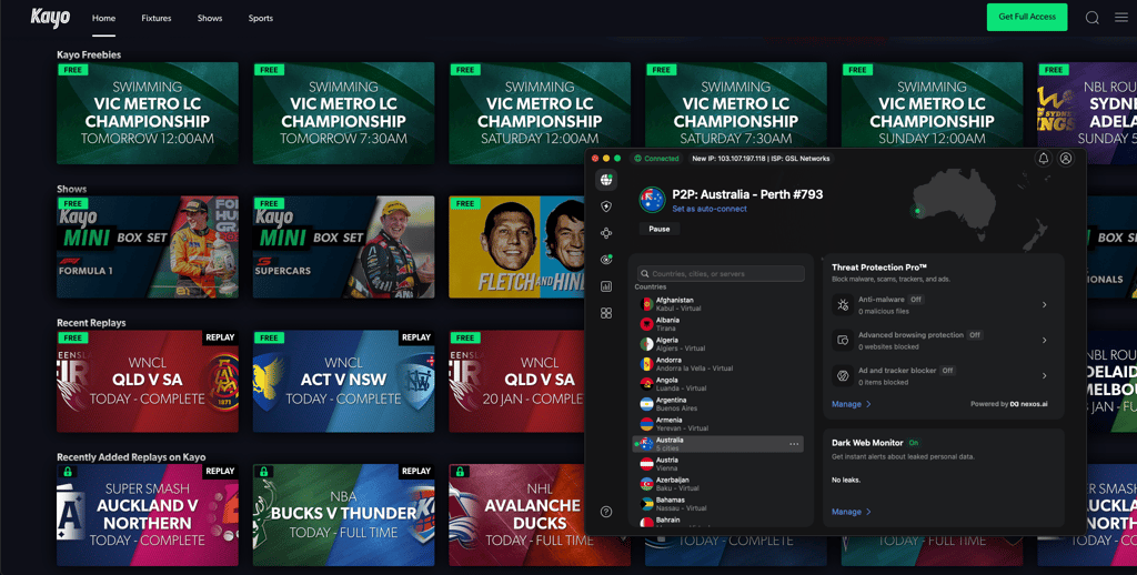 Watch Kayo Sports with NordVPN