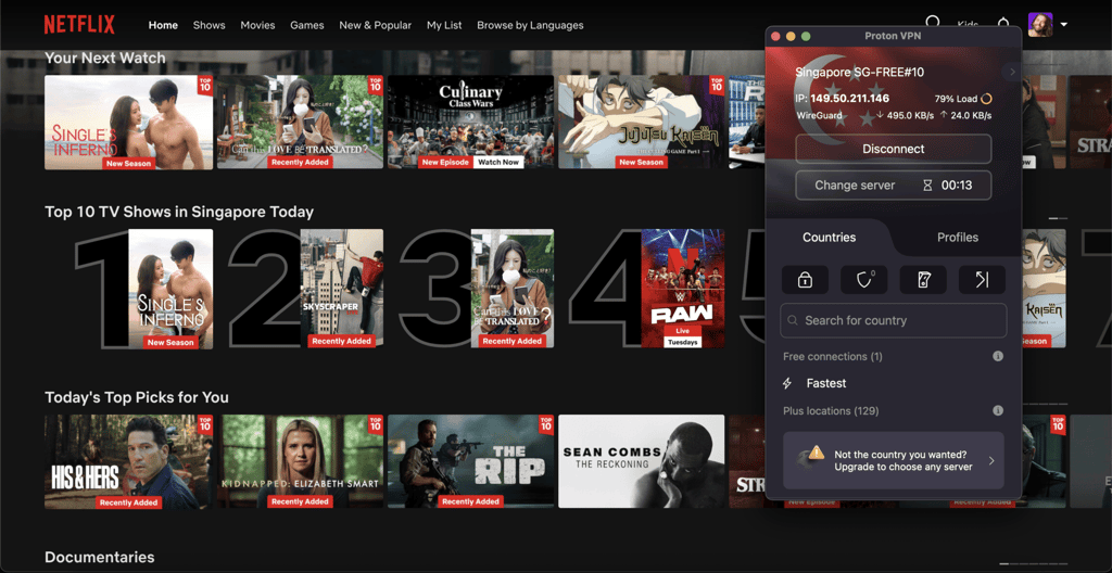 Proton VPN free unblocking US Netflix