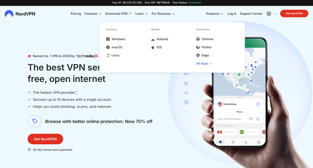 NordVPN supports installation on a wide range of devices