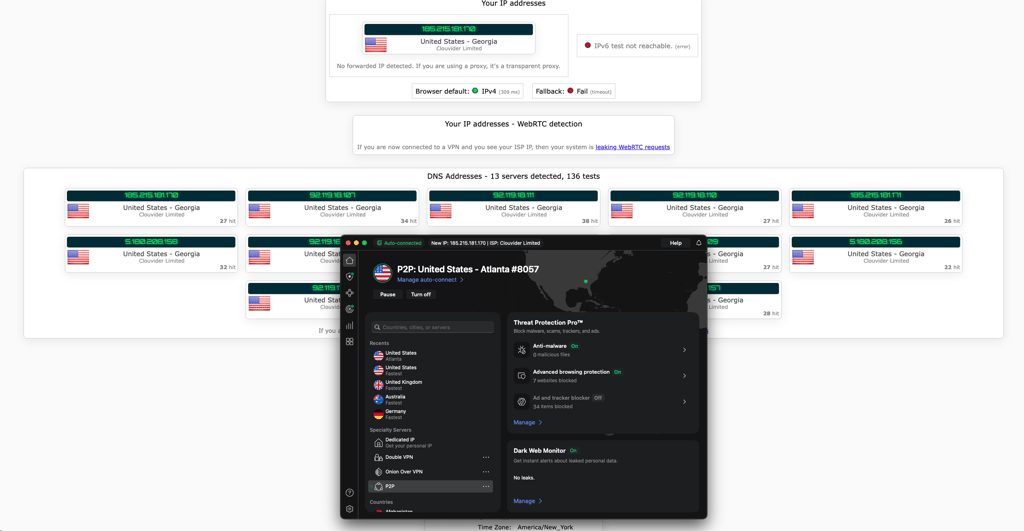 NordVPN IP leak testing
