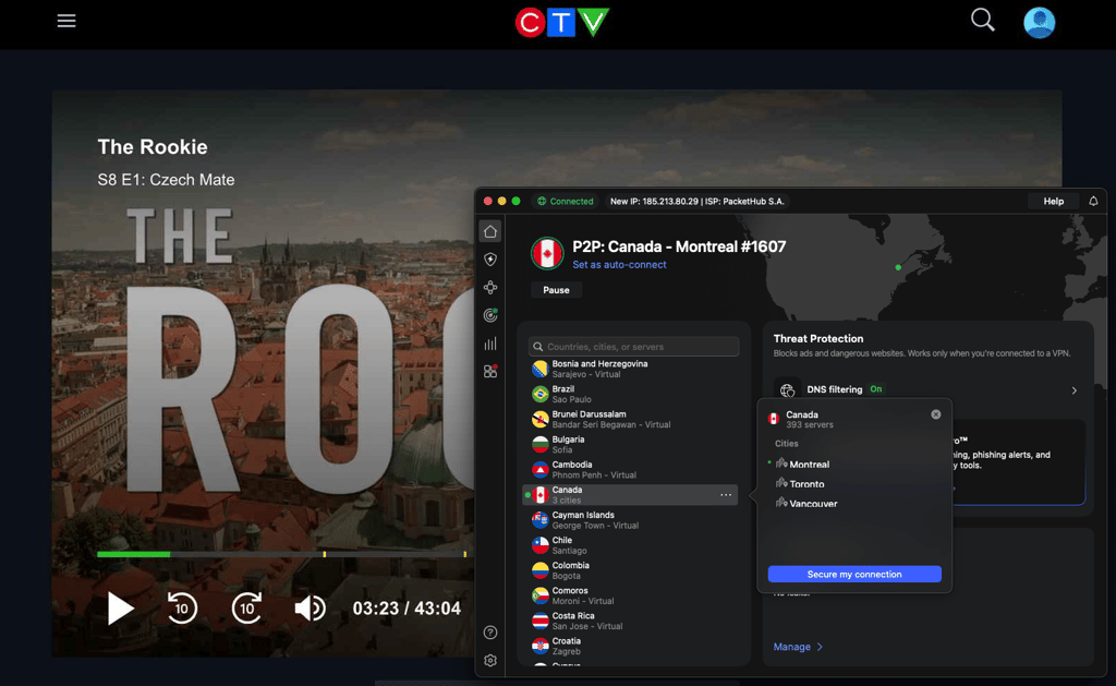 Using NordVPN to stream The Rookie Season 8 for free from the US