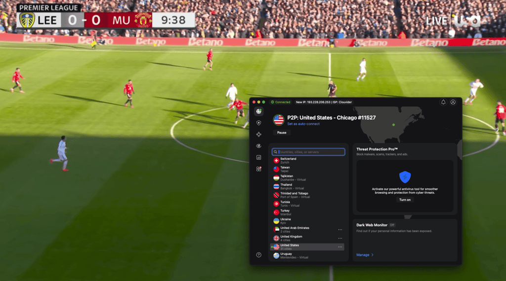 NordVPN unblocking Premier League on YouTube TV