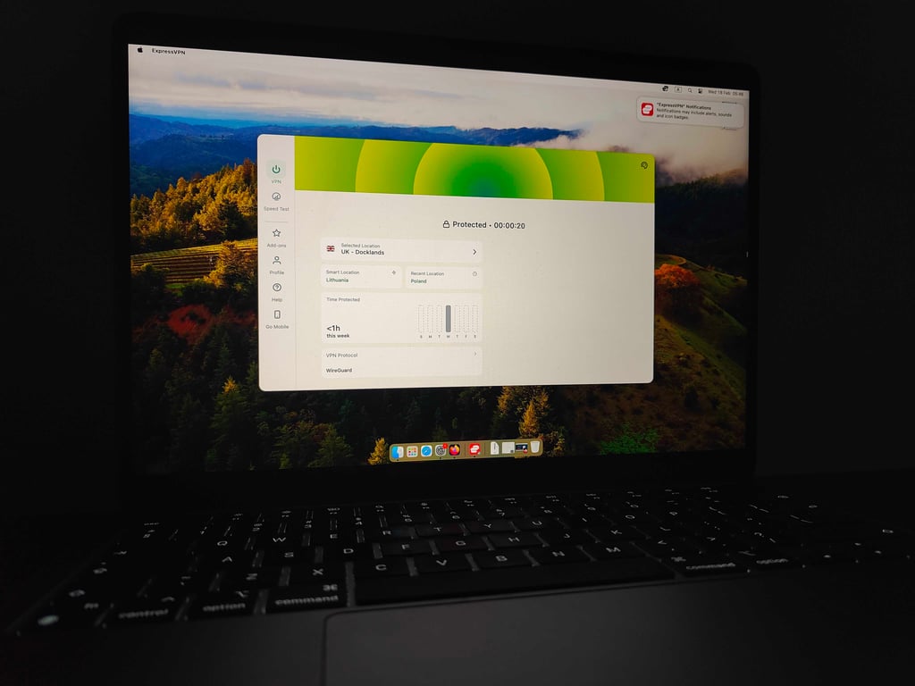 ExpressVPN connected to the UK server