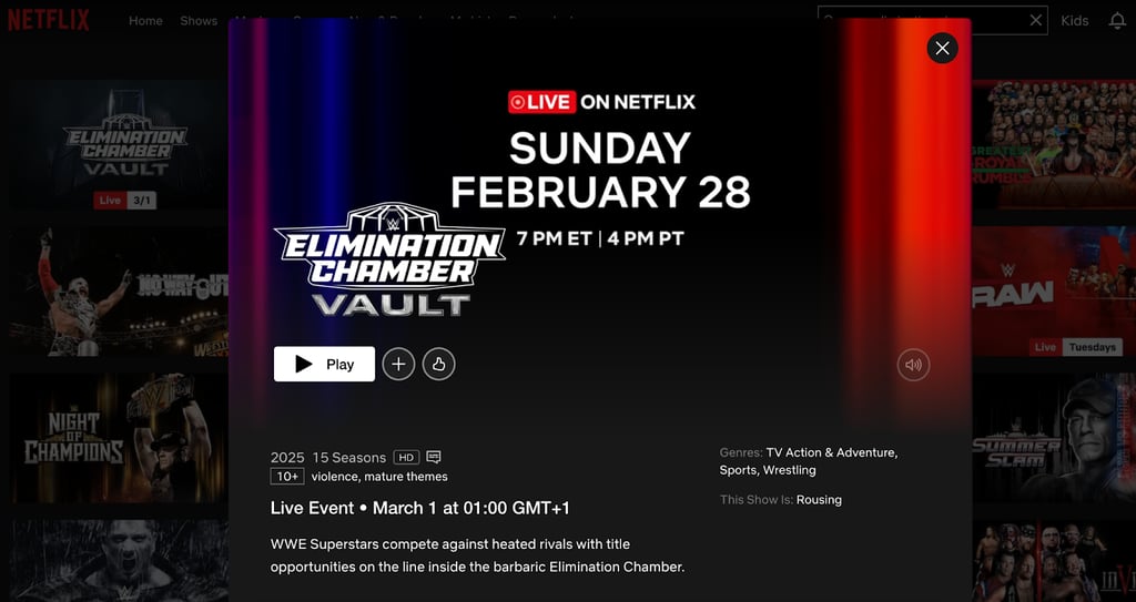 Watch WWE Elimination Chmaber on Netflix with NordVPN