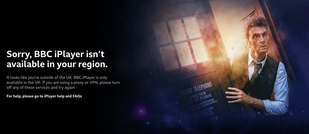 BBC iPlayer geo-restricted error message