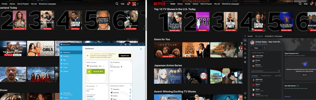 Hide.me vs NordVPN streaming Netflix