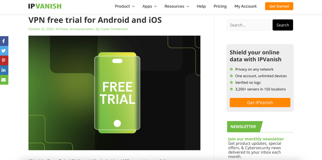 IPVanish announces free trial on its website