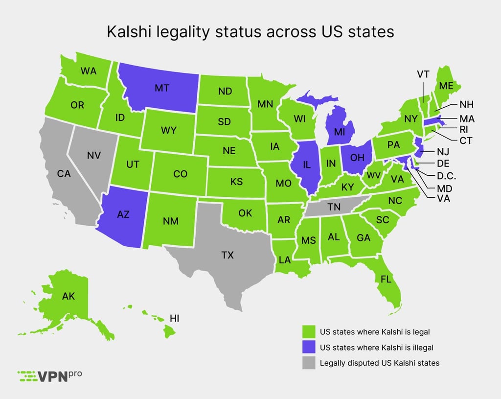 Kalshi legality status across US states