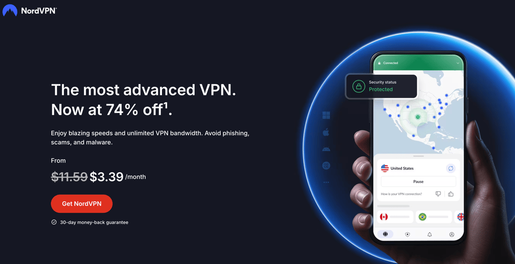 NordVPN's deal on the main website