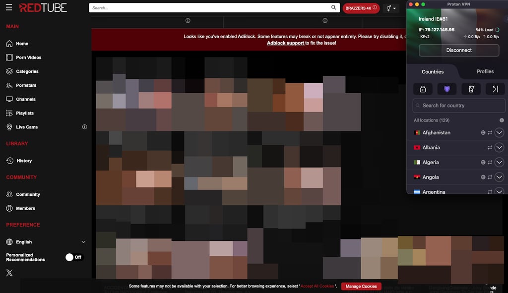 proton vpn unblocking redtube inuk