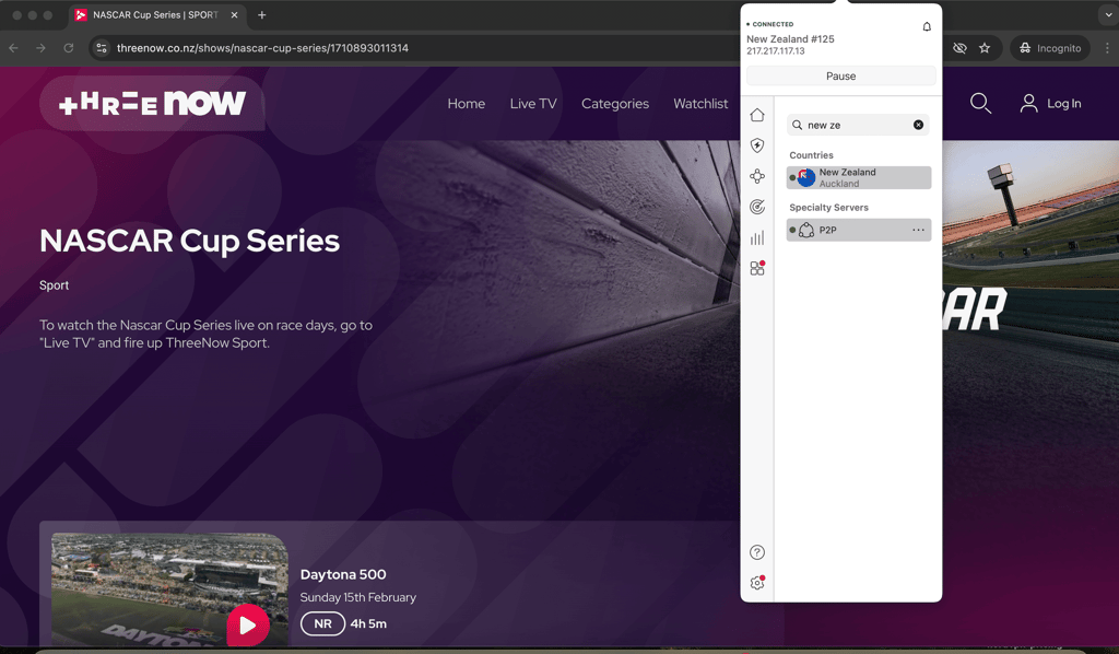 ThreeNow unblocked with NordVPN