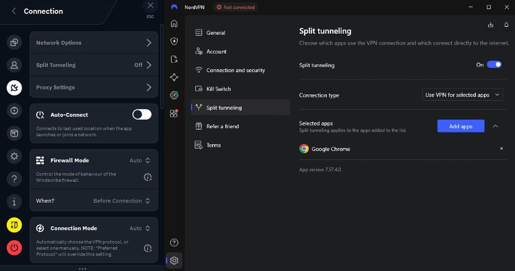 WIndscribe vs NordVPN's privacy