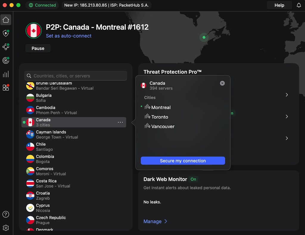 NordVPN-Canada-servers-selection