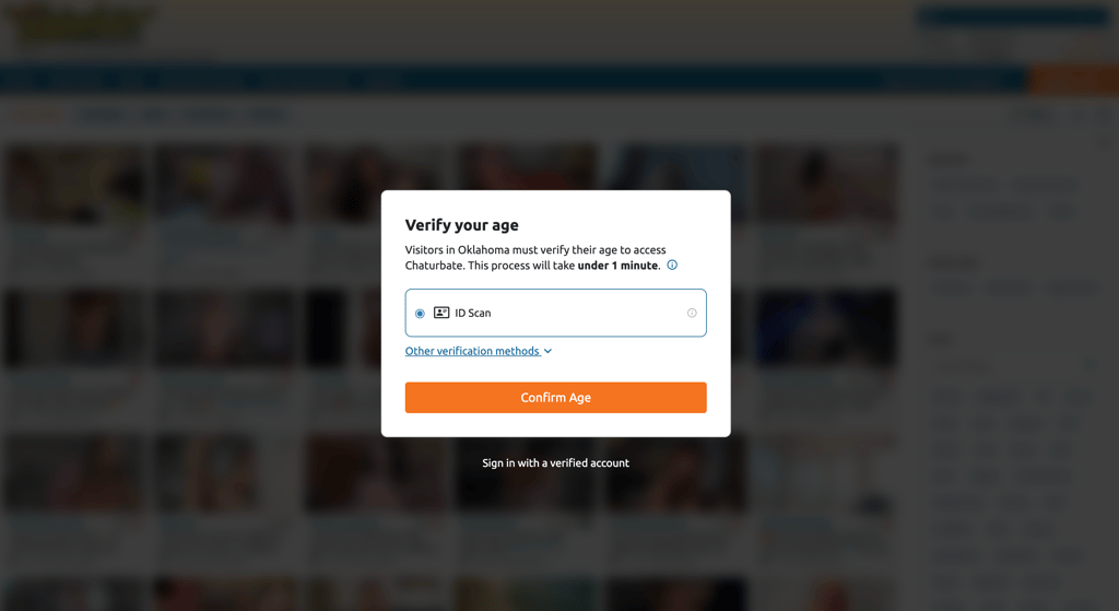 Verify your age before accessing Chaturbate