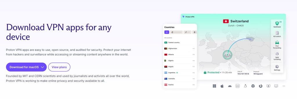 Proton VPN supports all major operating systems and many smart devices