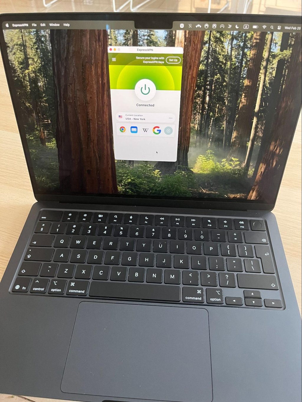 ExpressVPN connected to New York server