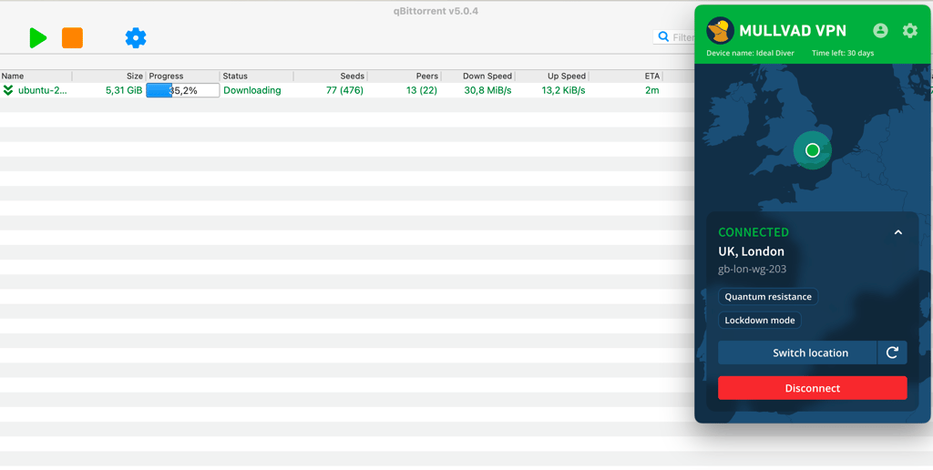 Using Mullvad VPN to protect my connection while torrenting