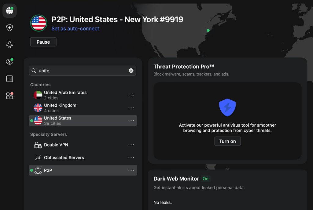 Connect NordVPN to New York server to access PornHub in Alabama