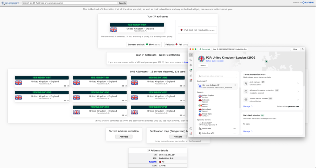 NordVPN passed my leak tests