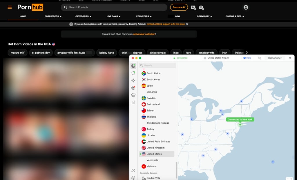 NordVPN unblocking PornHub in Texas