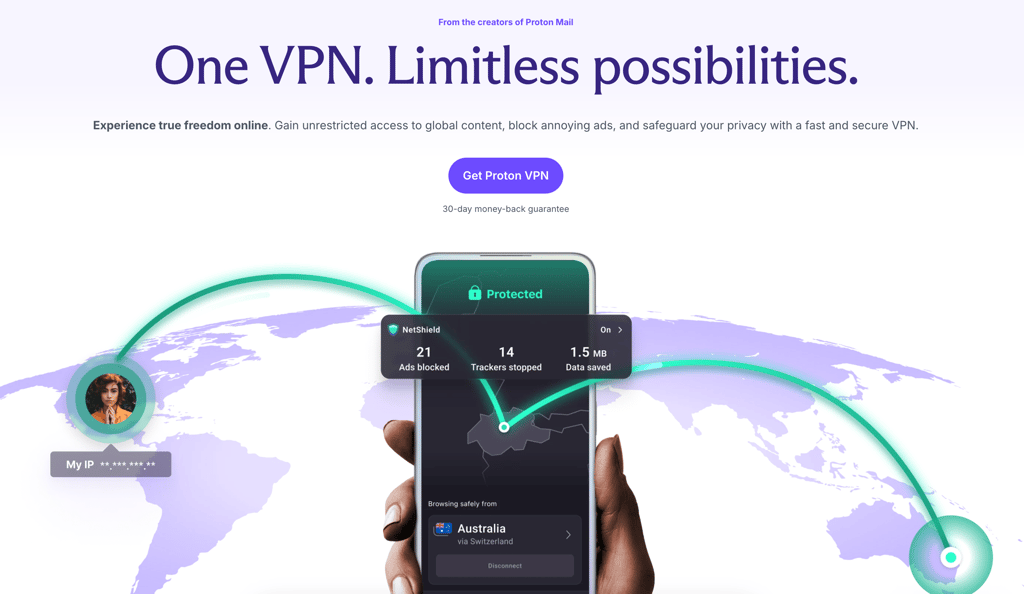 Proton VPN main page