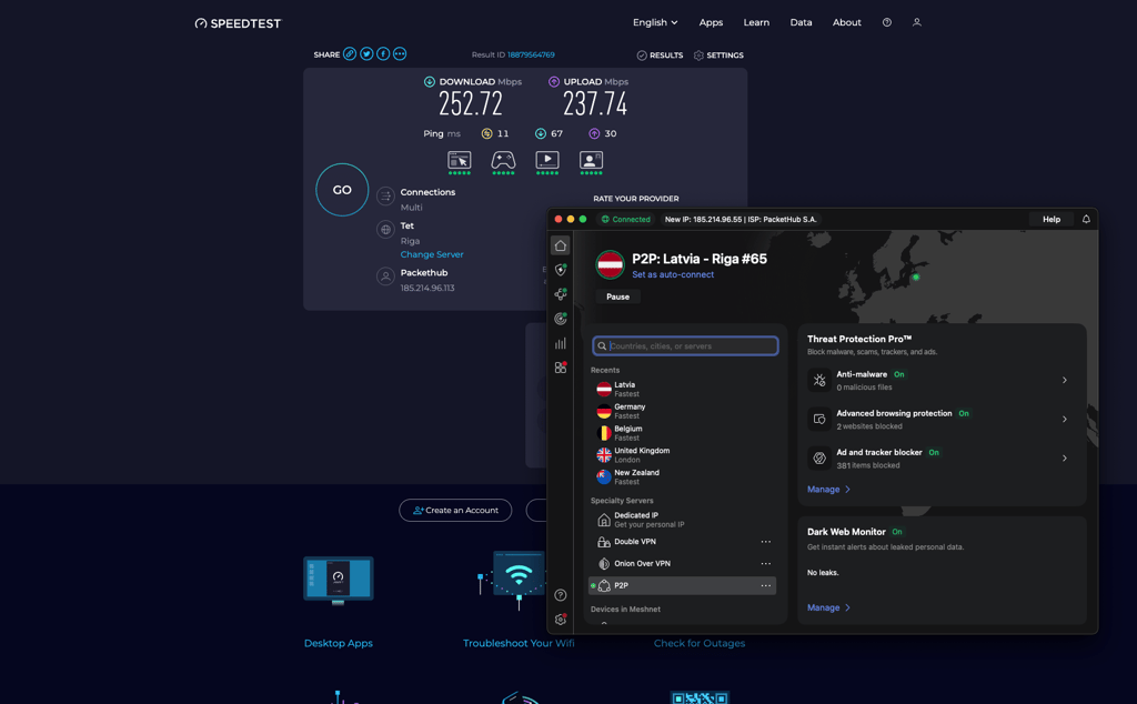 NordVPN speed test