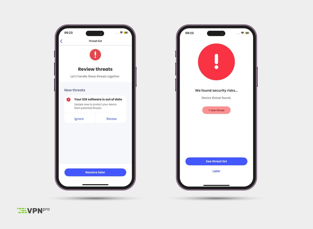 McAfee interface on iPhone