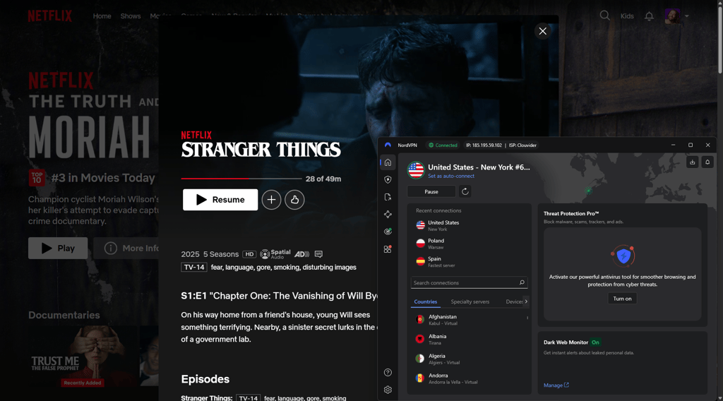 Netflix unblocked with NordVPN