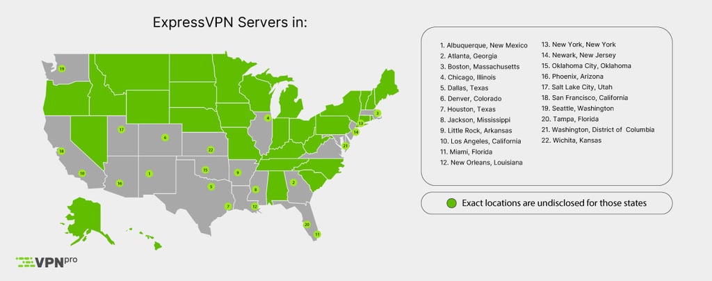 ExpressVPN US server list