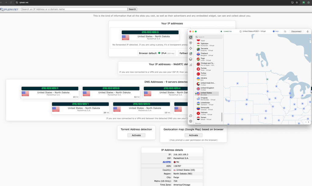 NordVPN IP leak test 2
