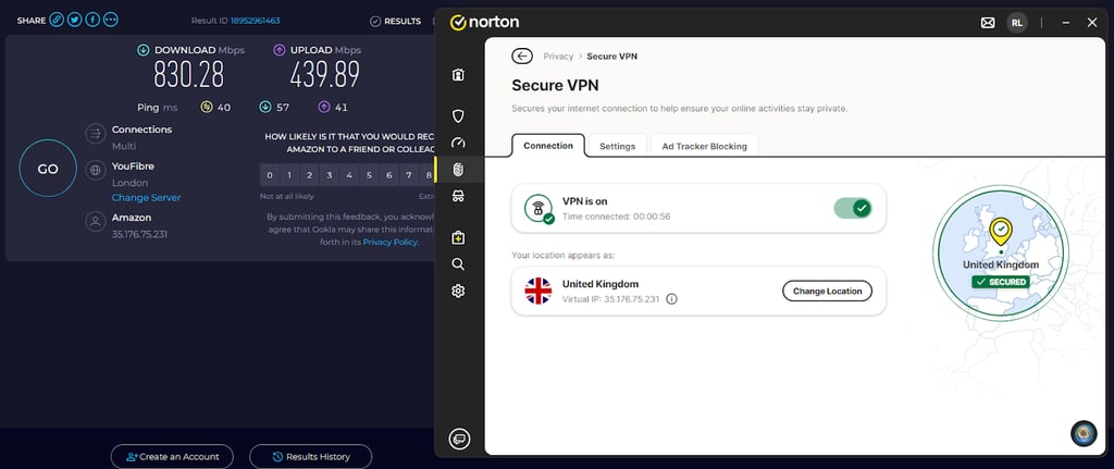 Norton VPN's speeds tested with Stremio