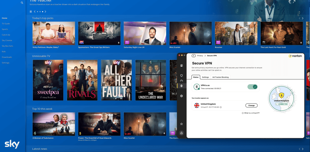 Norton VPN works with Sky Go