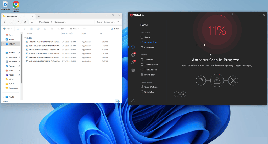 Testing TotalAV ransomware protection accuracy