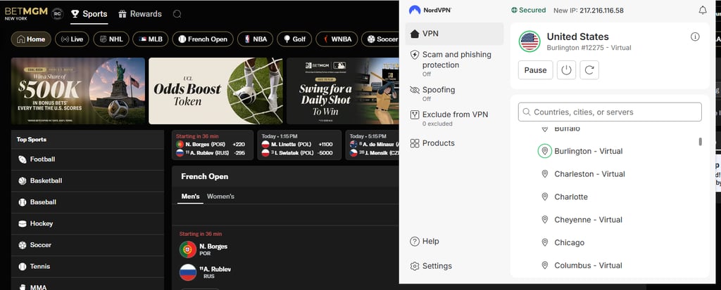 NordVPN unblocked BetMGM