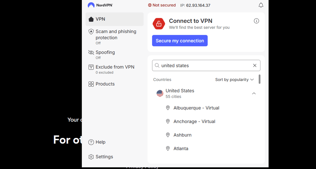 NordVPN servers in USA