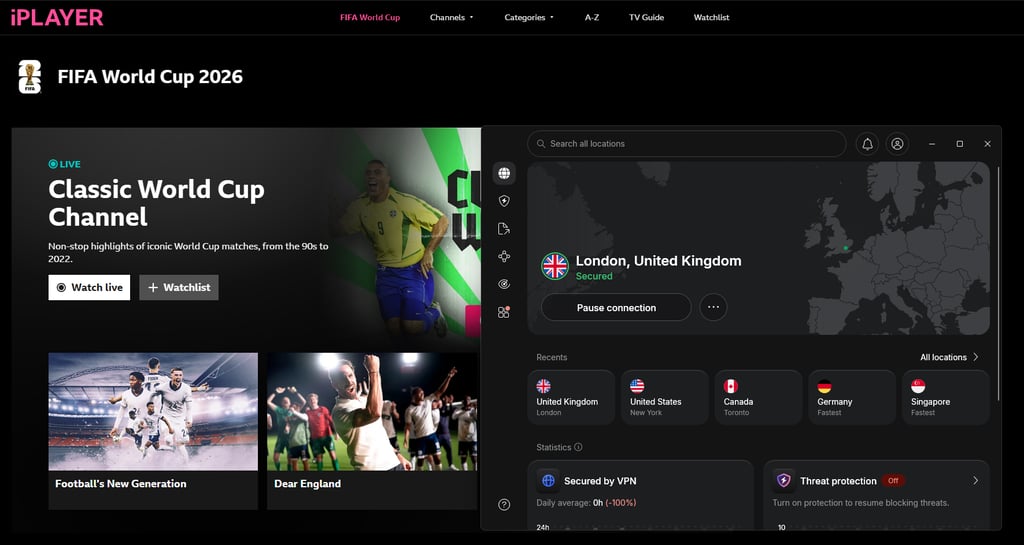 NordVPN unblocking BBC iPlayer for the World Cup