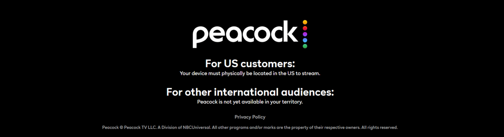 peacock tv not available in your territory