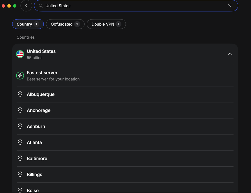 NordVPN US locations to access Robinhood