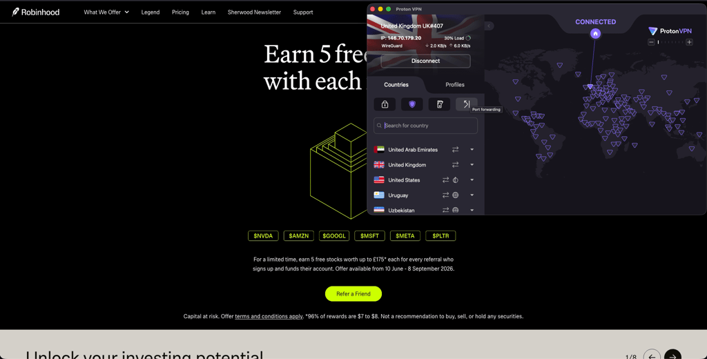 Proton VPN unblocking Robinhood