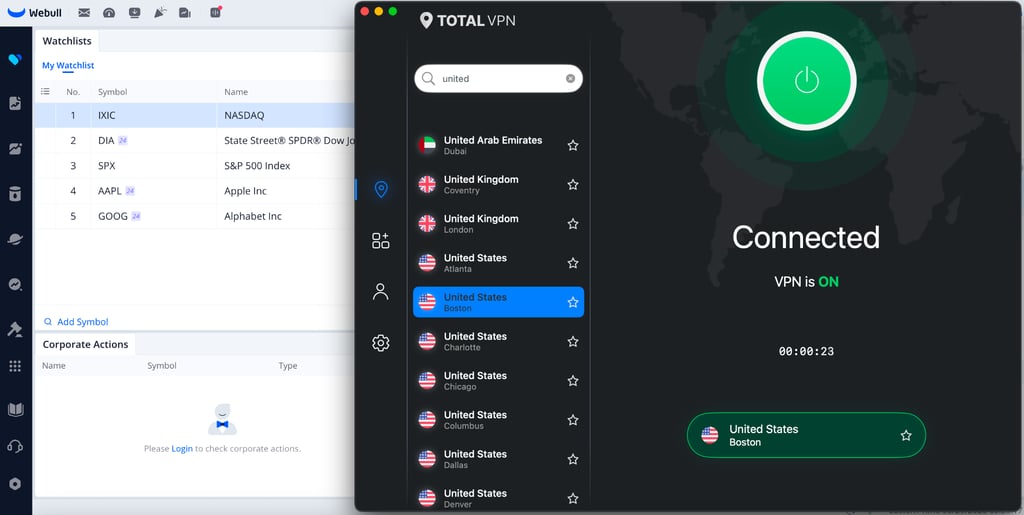 TotalVPN unblocks WeBull