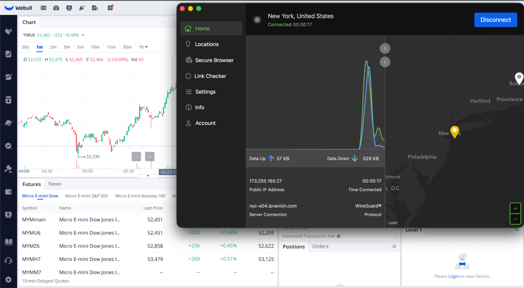 WeBull unblocked with IPVanish