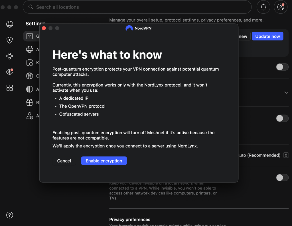 nordvpn post quantum encryption disclaimer
