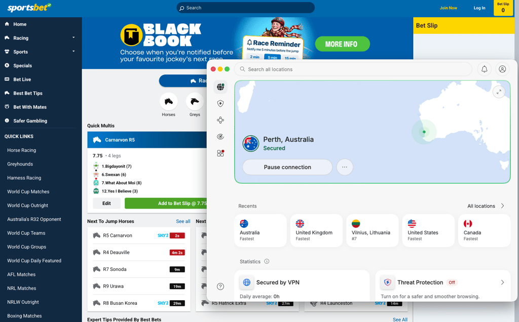 Sportsbet unblocked with NordVPN