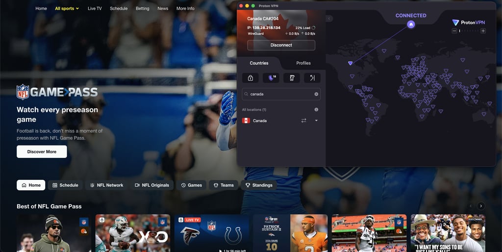 DAZN unblocked with Proton VPN
